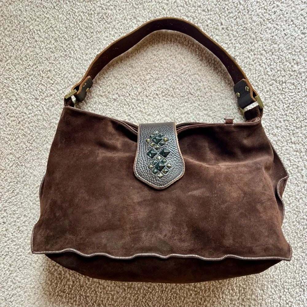 Vintage Y2K Genuine Suede Studded Hobo Bag - Picture 6 of 14